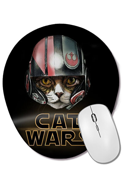 BASKI DÜNYASI Star Cat Wars 019 ovalna podloga za miša sa podrškom za zglob