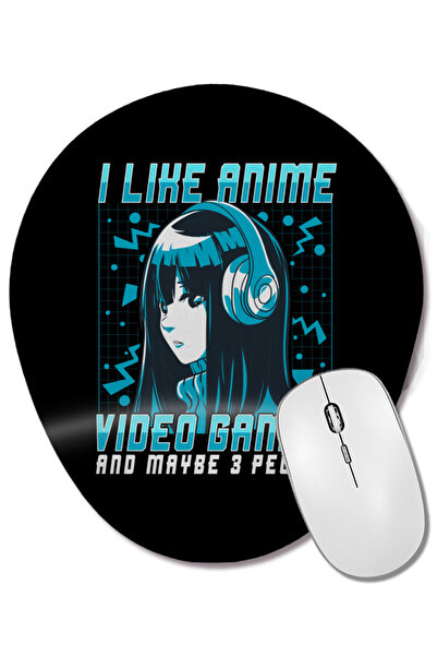 BASKI DÜNYASI Îmi place jocurile video anime și poate chiar 3 persoane, mouse pad oval cu suport pentru încheietura mâinii