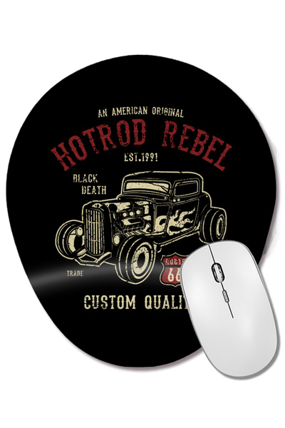 BASKI DÜNYASI Hot Rod Rebel Mouse Pad oval cu suport pentru încheietura mâinii
