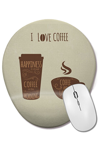 BASKI DÜNYASI I Love Coffe Οβάλ ποντίκι με υποστήριξη καρπού
