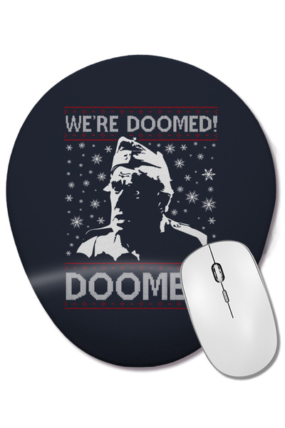 BASKI DÜNYASI Dads Army We're Doomed Christmas Knit Pattern Mouse Pad oval cu suport pentru încheietura mâinii