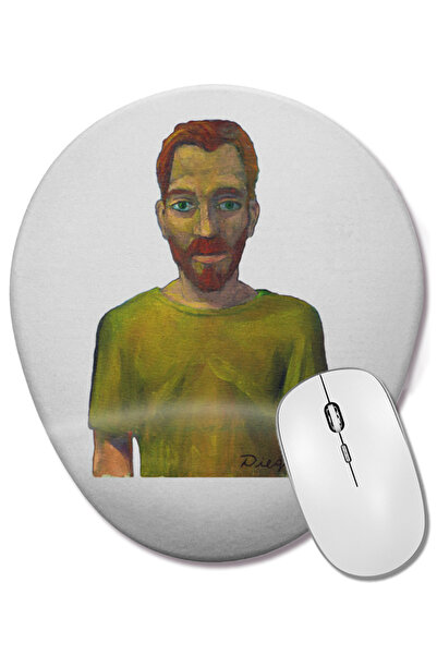 BASKI DÜNYASI Οβάλ ποντίκι με υποστήριξη καρπού με προσωπογραφία του Βίνσεντ ...