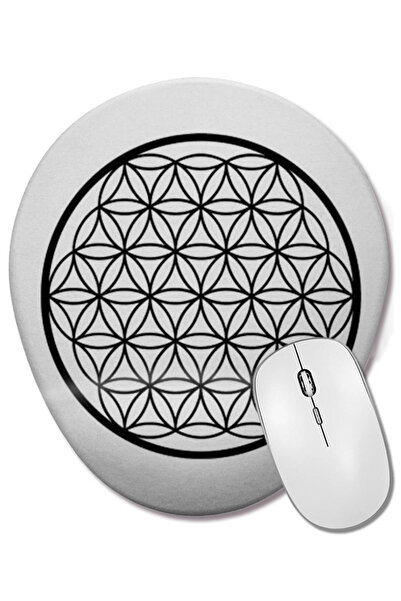 BASKI DÜNYASI Mouse Pad oval cu suport pentru încheietura mâinii, Floarea vieții
