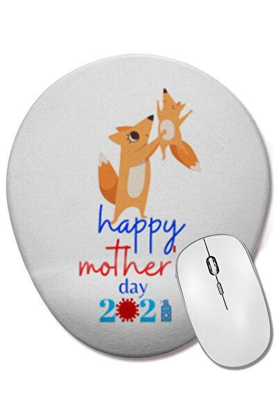 BASKI DÜNYASI Happy Mothers Day 2021 Mouse Pad oval cu suport pentru încheietura mâinii