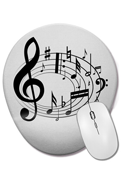 BASKI DÜNYASI Овална подложка за мишка с подложка за китката с музикални ноти
