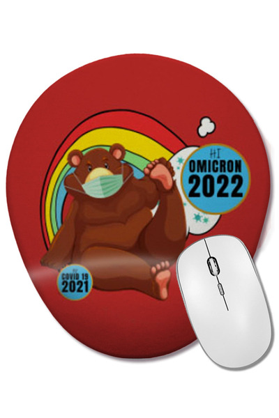 BASKI DÜNYASI SarcasmFunny Vintage ANIMALS Saying Covid Hi Omicron Virus 2022 Mouse Pad oval cu suport pentru încheietura mâinii