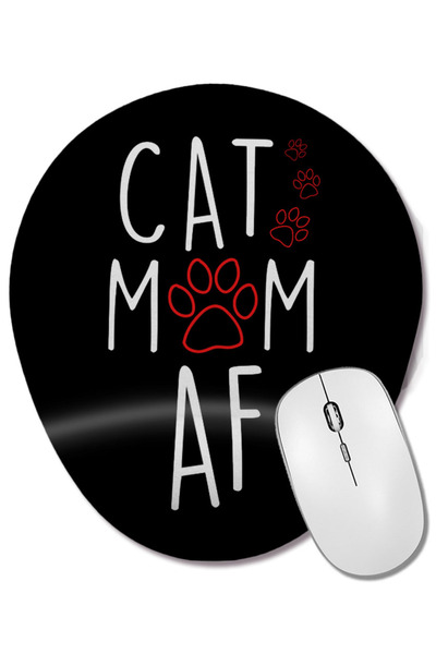BASKI DÜNYASI Funny Cat Mom AF Crazy Cat Lady Meme Mouse Pad oval cu suport p...