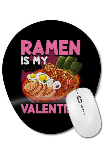 BASKI DÜNYASI Funny Ramen Is My Valentine Cute Anime Kawaii Mouse Pad oval cu...