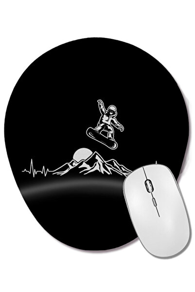 BASKI DÜNYASI Snowboarder Heartbeat Snowboarding Heart Mountain Mouse Pad ova...