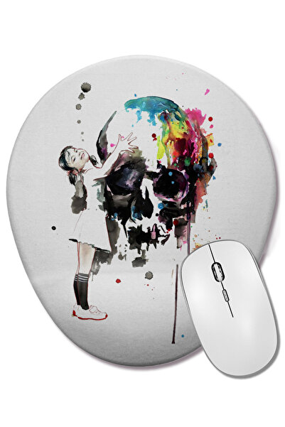 BASKI DÜNYASI Mouse Pad oval Menina e Skoll cu suport pentru încheietura mâinii