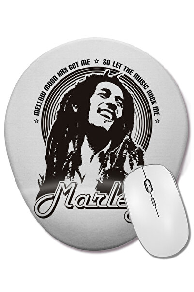 BASKI DÜNYASI Mouse Pad oval Bob Marley cu suport pentru încheietura mâinii