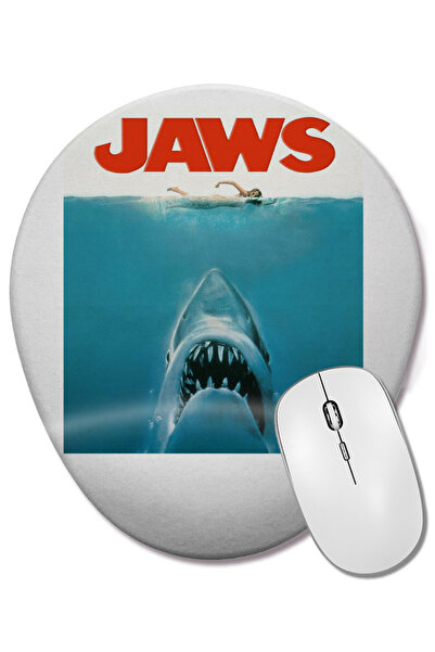 BASKI DÜNYASI Mouse Pad oval Jaws Horror Film de groază Spielberg Crossover cu suport pentru încheietura mâinii