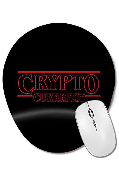 BASKI DÜNYASI Mouse Pad oval cu suport pentru încheietura mâinii Stranger Things Crypto Currency