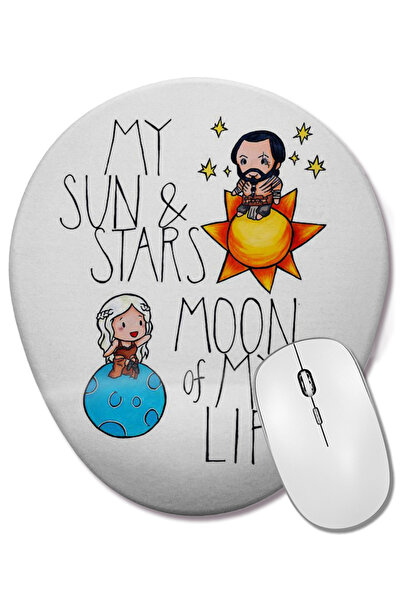BASKI DÜNYASI My Sun Stars Moon Of My Life Οβάλ ποντίκι με υποστήριξη καρπού
