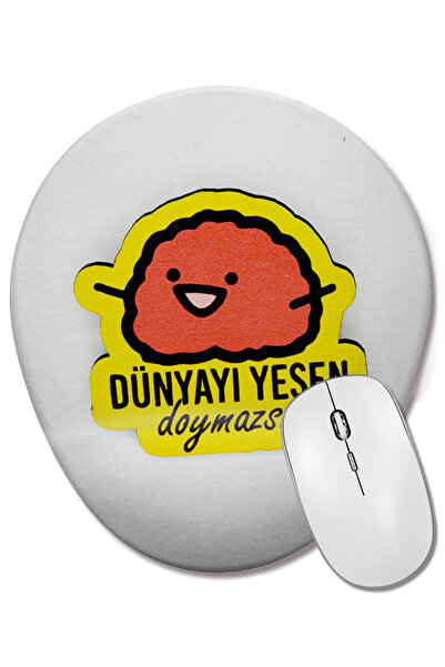 BASKI DÜNYASI Nu te îngreșește să îți îngrijești lumea, mouse pad oval cu suport pentru încheietura mâinii