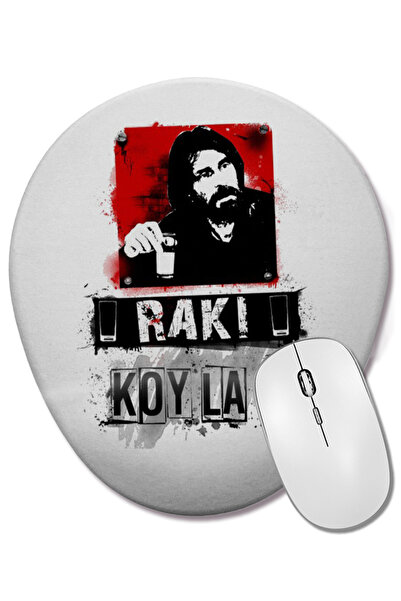 BASKI DÜNYASI Mouse Pad oval Behzat Ç Rakı Koy cu suport pentru încheietura m...