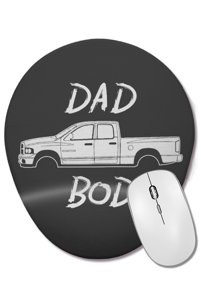 BASKI DÜNYASI Dodge Ram Pickup Truck Dad Bod Funny Mouse Pad oval cu suport pentru încheietura mâinii