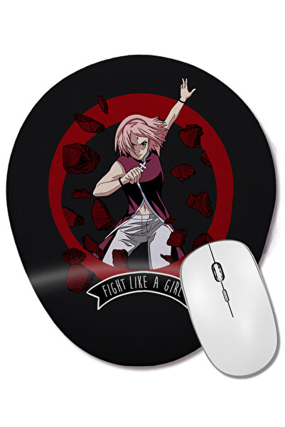 BASKI DÜNYASI Mouse Pad oval Sakura Naruto cu suport pentru încheietura mâinii
