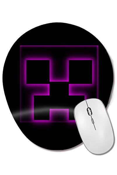 BASKI DÜNYASI Mouse Pad oval Purple Creeper Face cu suport pentru încheietura...