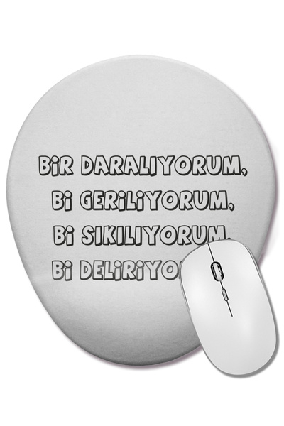 BASKI DÜNYASI Mouse Pad oval cu suport pentru încheietura mâinii, amuzant, I'...