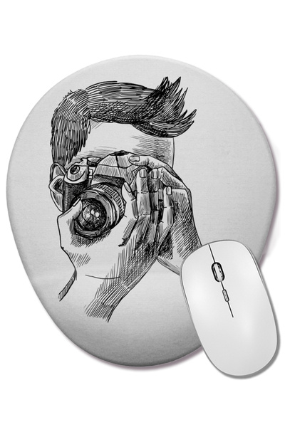 BASKI DÜNYASI Mouse Pad oval cu suport pentru încheietura mâinii pentru fotograf