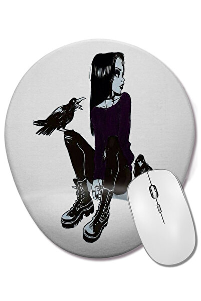 BASKI DÜNYASI Mouse Pad oval Garota Gotica cu suport pentru încheietura mâinii