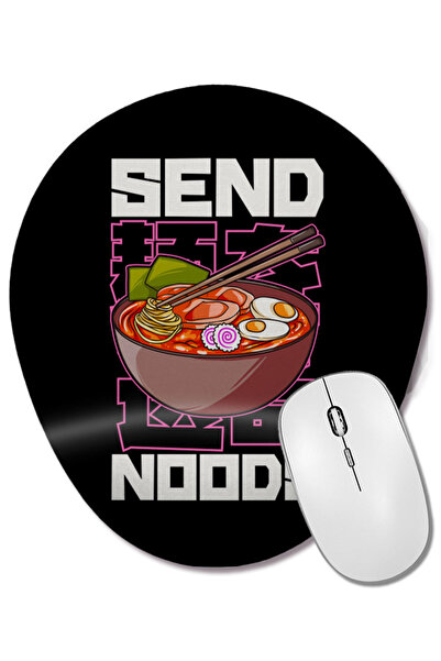 BASKI DÜNYASI Funny Send Noods Anime Gamer Pho Ramen Noodle Pun Mouse Pad ova...