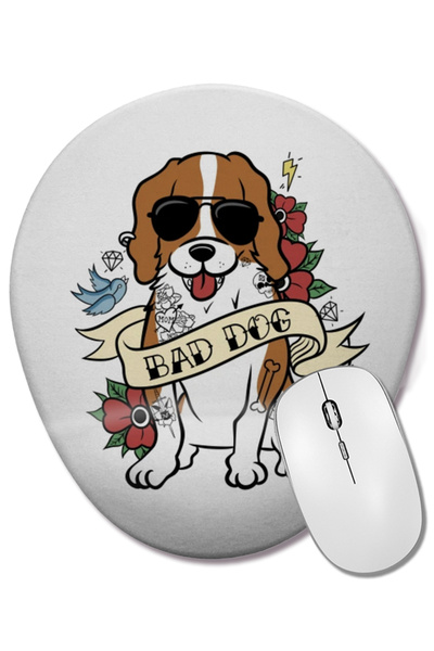 BASKI DÜNYASI Cavalier King Charles Spaniel Bad Dog Mouse Pad oval cu suport ...