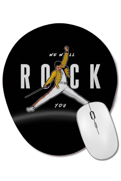 BASKI DÜNYASI Freddie Mercury 015 Mouse Pad oval cu suport pentru încheietura...