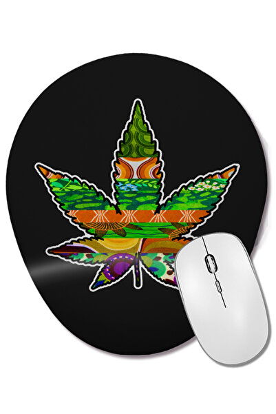 BASKI DÜNYASI Marihuana 01 Ovalna podloga za miša sa podrškom za zglob