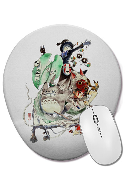 BASKI DÜNYASI Tributo Totoro Anime Mouse Pad oval cu suport pentru încheietur...
