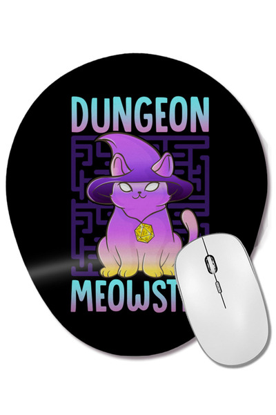 BASKI DÜNYASI Dungeon Meowster Mouse Pad oval pentru gamer cu suport pentru î...