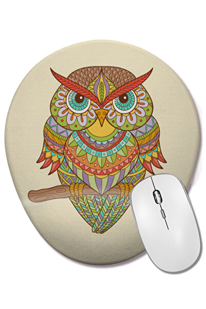 BASKI DÜNYASI Mouse Pad oval Owl 31 cu suport pentru încheietura mâinii