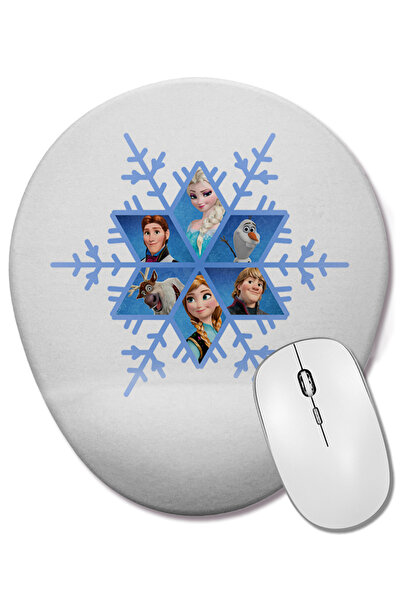 BASKI DÜNYASI Elsa Anna Snowflake Frozen Snowflake Mouse Pad oval cu suport p...