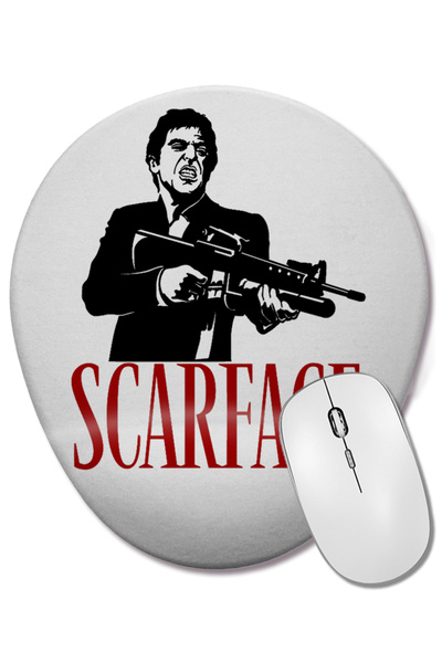 BASKI DÜNYASI Mouse Pad oval Scarface cu suport pentru încheietura mâinii