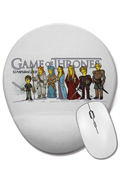 BASKI DÜNYASI Игра на тронове Simpsonized Bilek Destekli Oval Mouse Pad