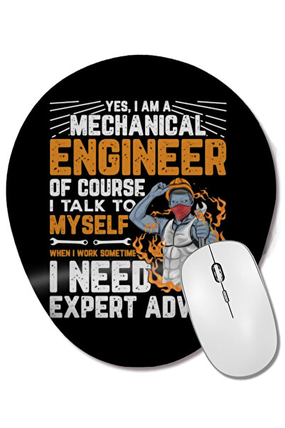 BASKI DÜNYASI Mouse Pad oval pentru inginer mecanic cu suport pentru încheietura mâinii