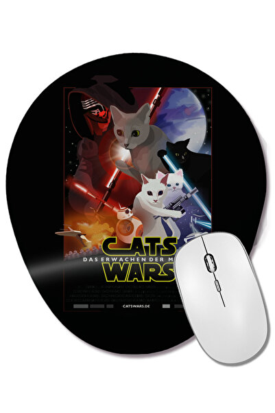 BASKI DÜNYASI Star Cat Wars 018 Οβάλ ποντίκι με υποστήριξη καρπού
