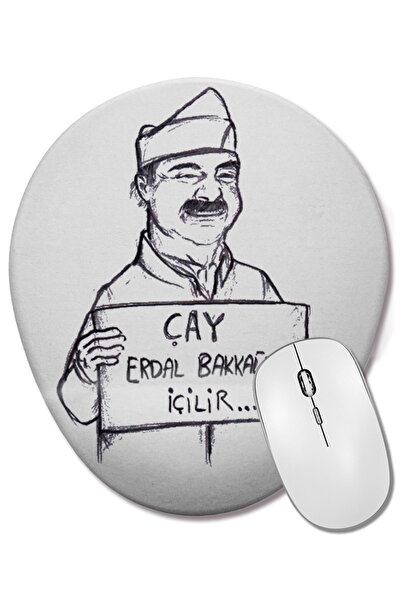 BASKI DÜNYASI Tea Erdal Drinks at the Grocery Store Oval Mouse Pad with Wrist...