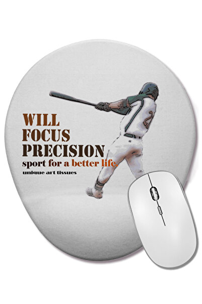 BASKI DÜNYASI Mouse Pad oval cu suport pentru încheietura mâinii pentru baseball