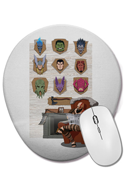 BASKI DÜNYASI God Of War Kratos Godslayer Mouse Pad oval cu suport pentru înc...