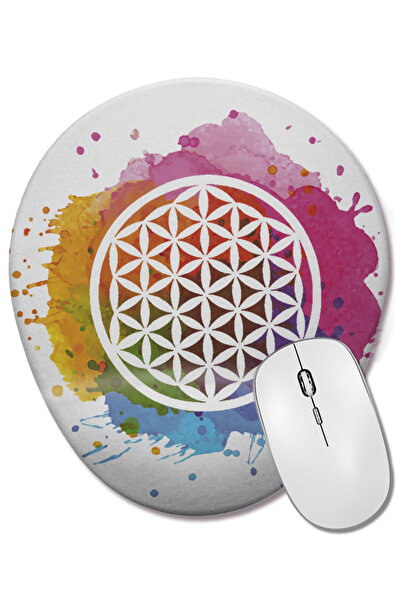 BASKI DÜNYASI Floarea vieții 015 Mouse Pad oval cu suport pentru încheietura mâinii