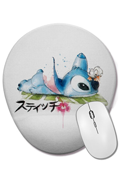 BASKI DÜNYASI Mouse Pad oval Stitch 01 cu suport pentru încheietura mâinii