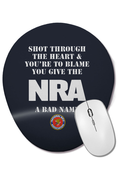 BASKI DÜNYASI Shot Through The Heart NRA Mouse Pad oval cu suport pentru încheietura mâinii