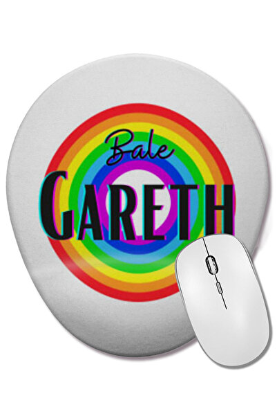 BASKI DÜNYASI Gareth Bale - Vintage retro ovalna podloga za miša u duginim bo...
