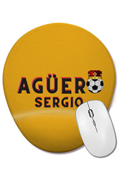 BASKI DÜNYASI Sergio Agüero Art Gift Mouse Pad oval cu suport pentru încheietura mâinii