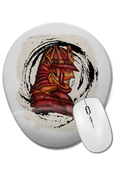 BASKI DÜNYASI Mouse Pad oval Estilo Samurae cu suport pentru încheietura mâinii