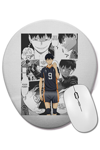 BASKI DÜNYASI Haikyuu Kageyama Tobio Овална подложка за мишка с опора за китката
