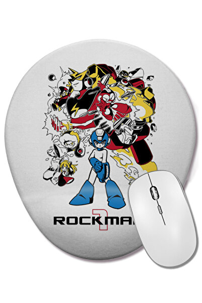 BASKI DÜNYASI Mouse Pad oval Rockman Megaman cu suport pentru încheietura mâinii