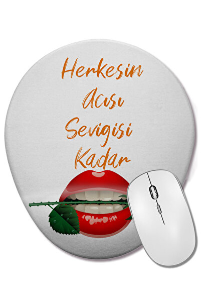 BASKI DÜNYASI Mouse Pad oval cu suport pentru încheietura mâinii, cu textul L...